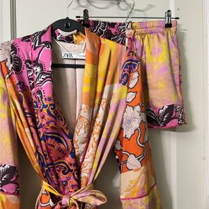 Zara Colorful Patterned Robe and Shorts Set